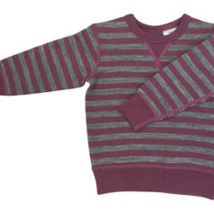 Babu Merino Fleece Sweatshirt Pink/Grey Stripe